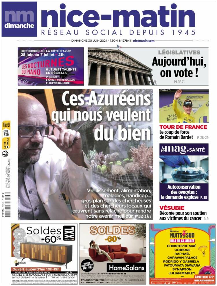 Portada de Nice-Matin (Francia)