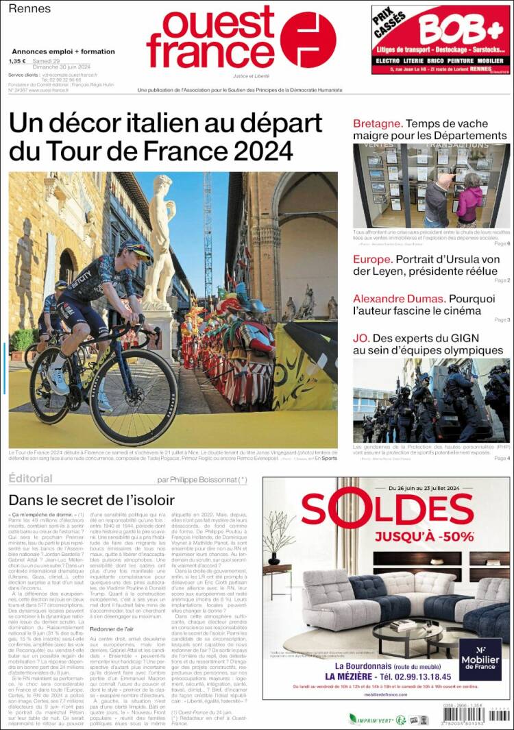 Portada de Ouest France (Francia)