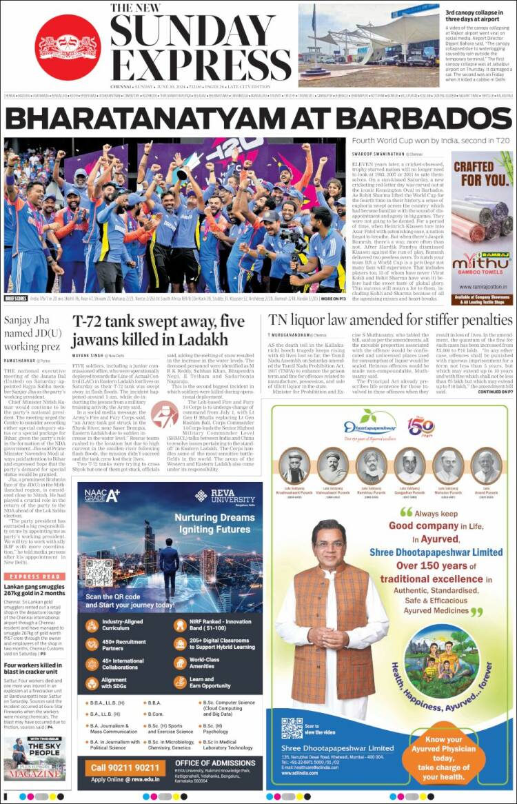 Portada de New Indian Express (India)