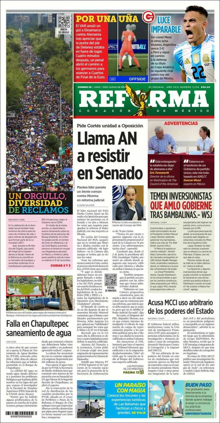 Portada de Reforma (M&eacute;xico)