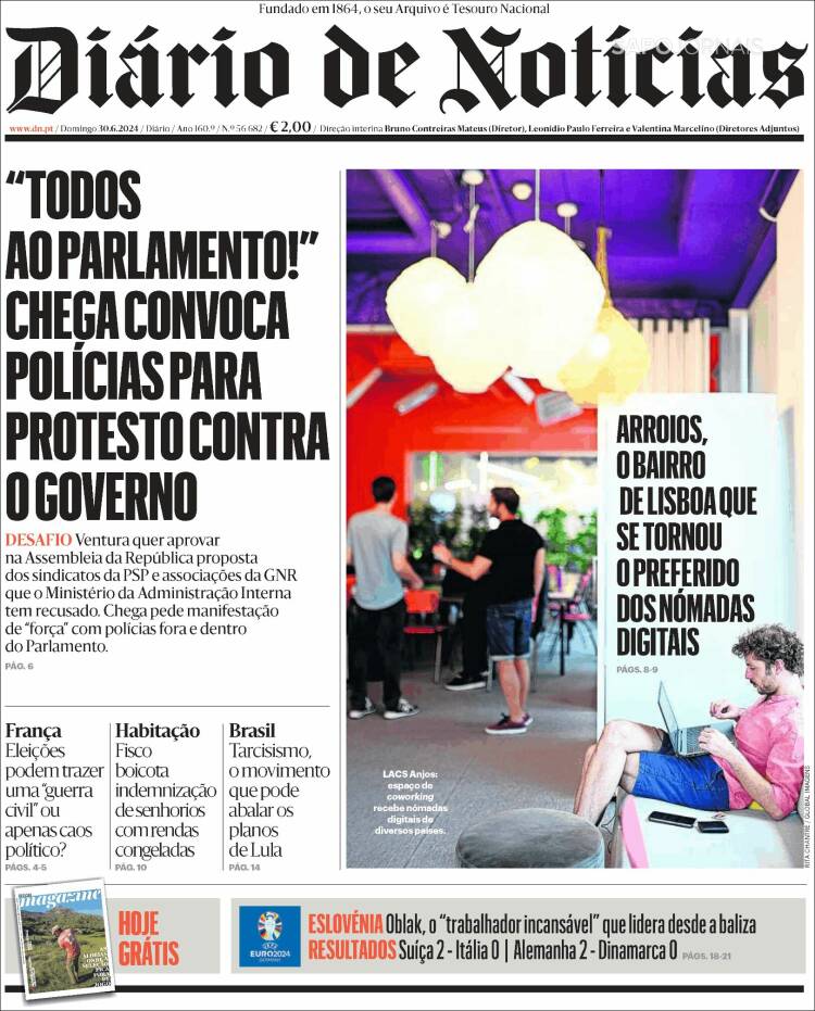 Portada de Diário de Noticias (Portugal)