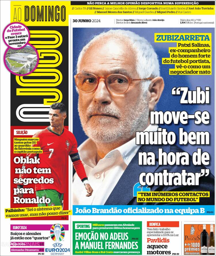 Portada de O Jogo (Portugal)