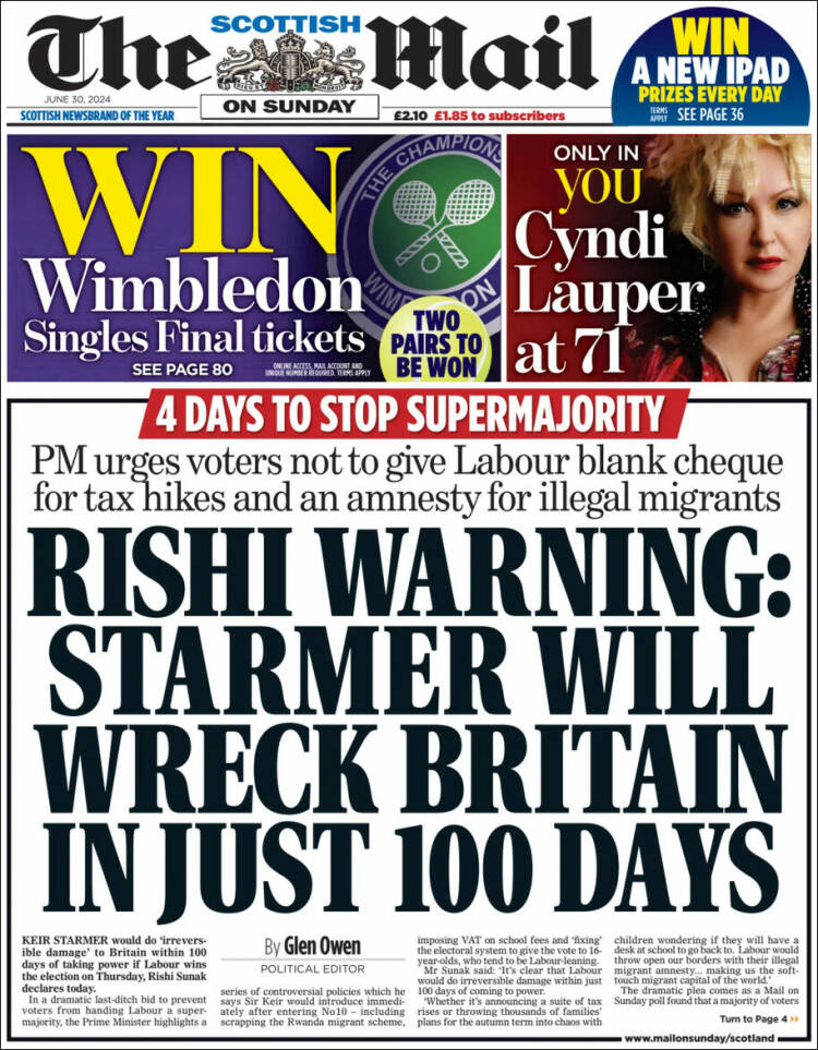 Portada de Scottish Daily Mail (Reino Unido)