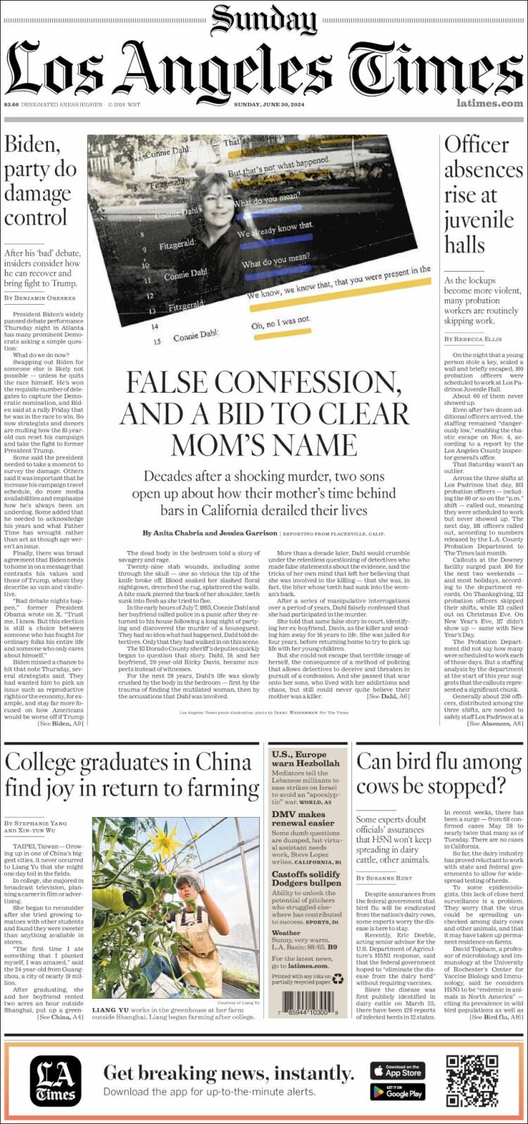 Portada de Los Angeles Times (USA)