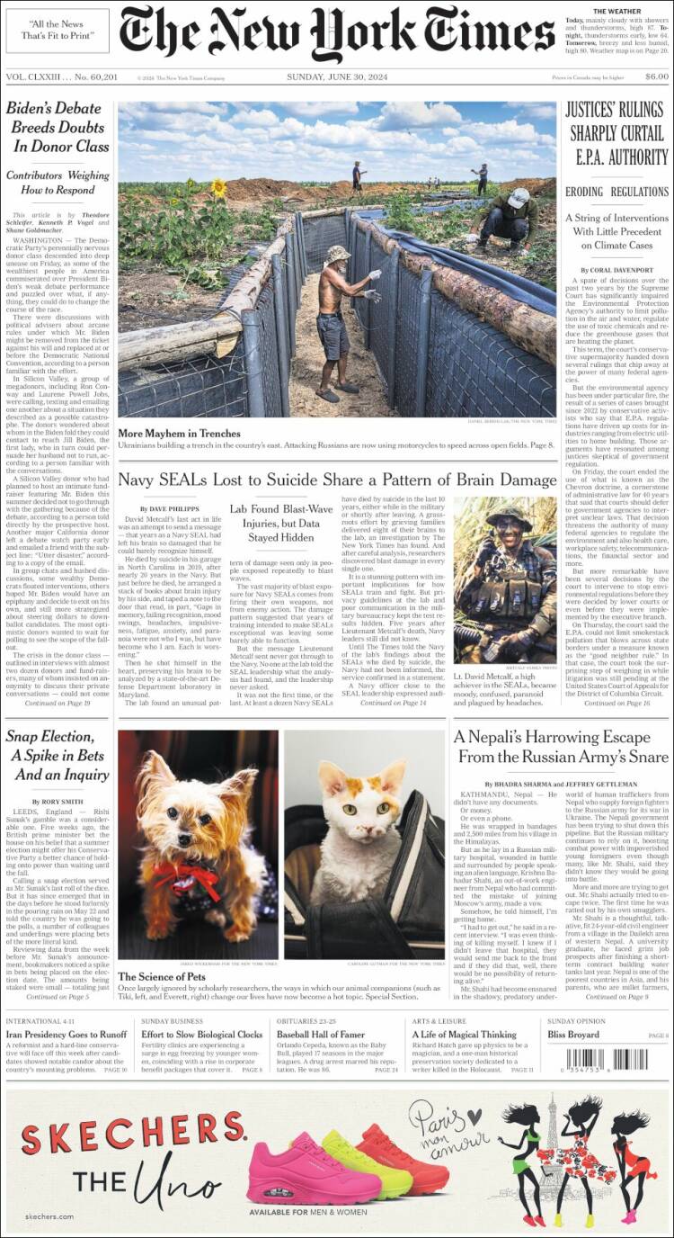 Portada de New York Times (USA)