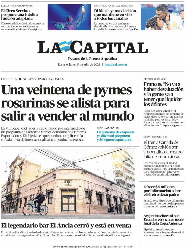 Portada de La Capital - Rosario (Argentina)