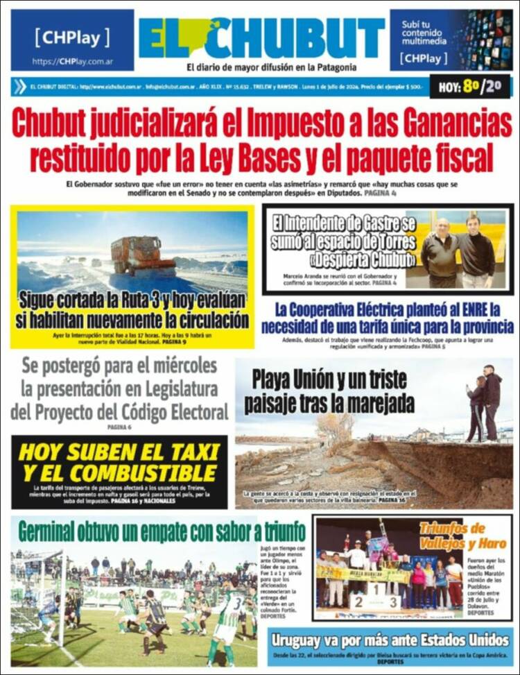 Portada de El Chubut (Argentina)