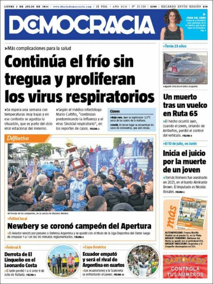 Portada de Diario Democracia (Argentina)