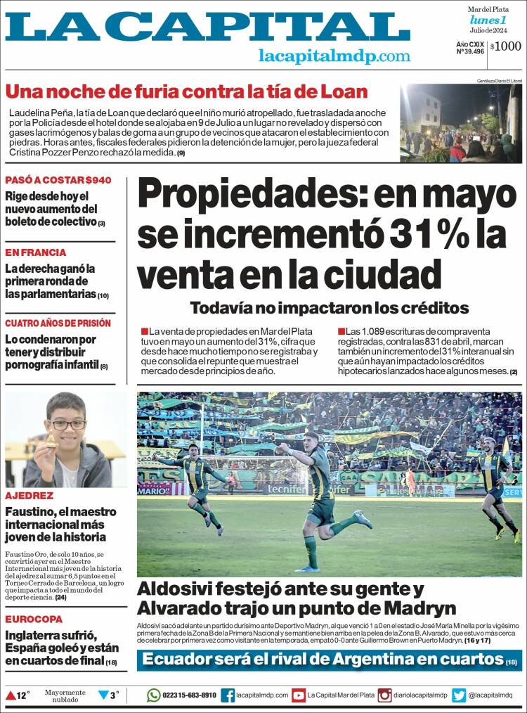 Portada de Diario La Capital - Mar del Plata (Argentina)