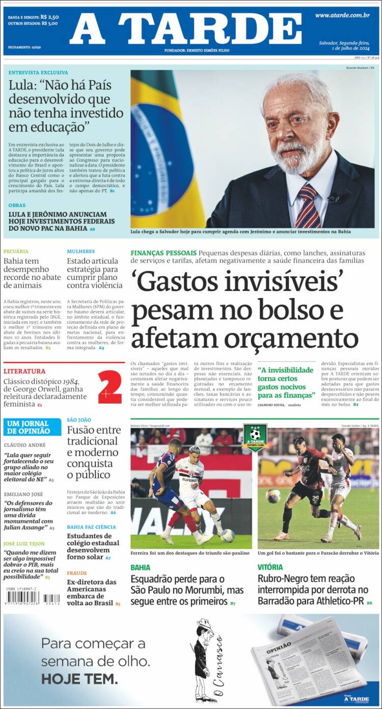 Portada de Diário A Tarde (Brasil)