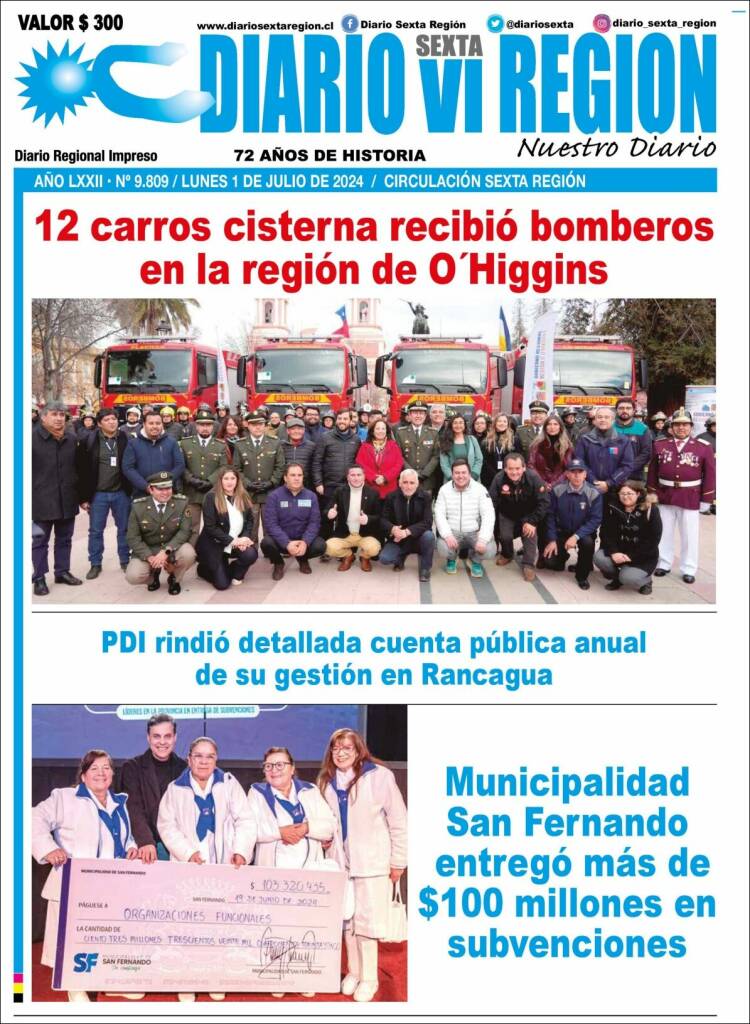 Portada de Diario VI Región (Chile)