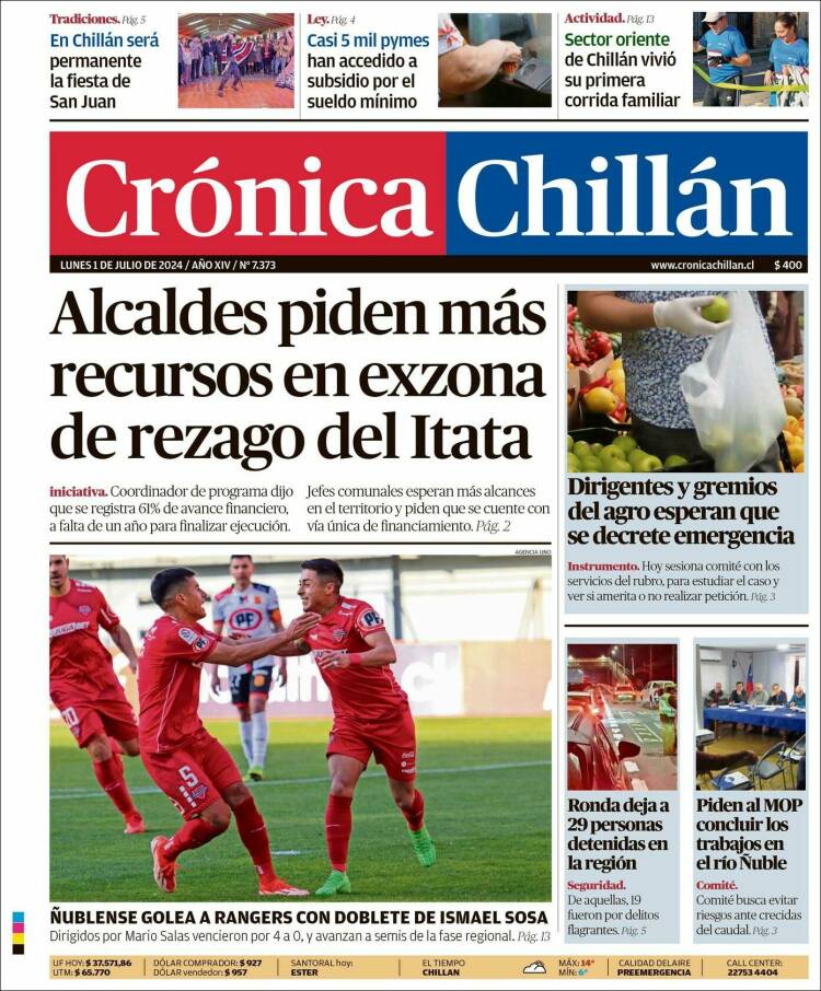 Portada de Crónica Chillán (Chile)