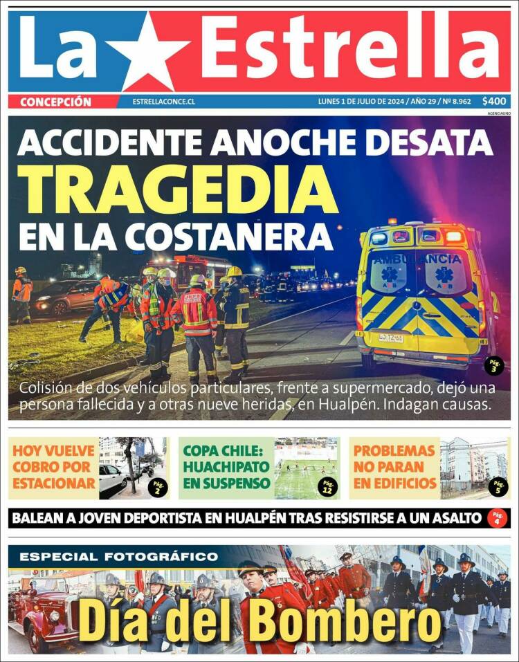 Portada de La Estrella de Concepción (Chile)