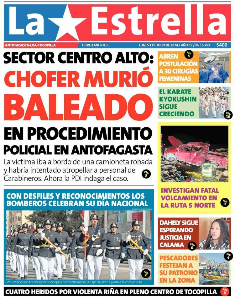 Portada de La Estrella de Loa (Chile)