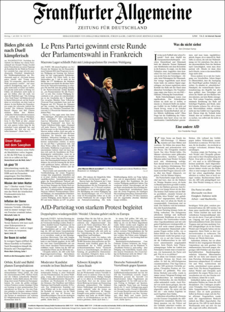 Portada de Frankfurter Allgemeine (Alemania)