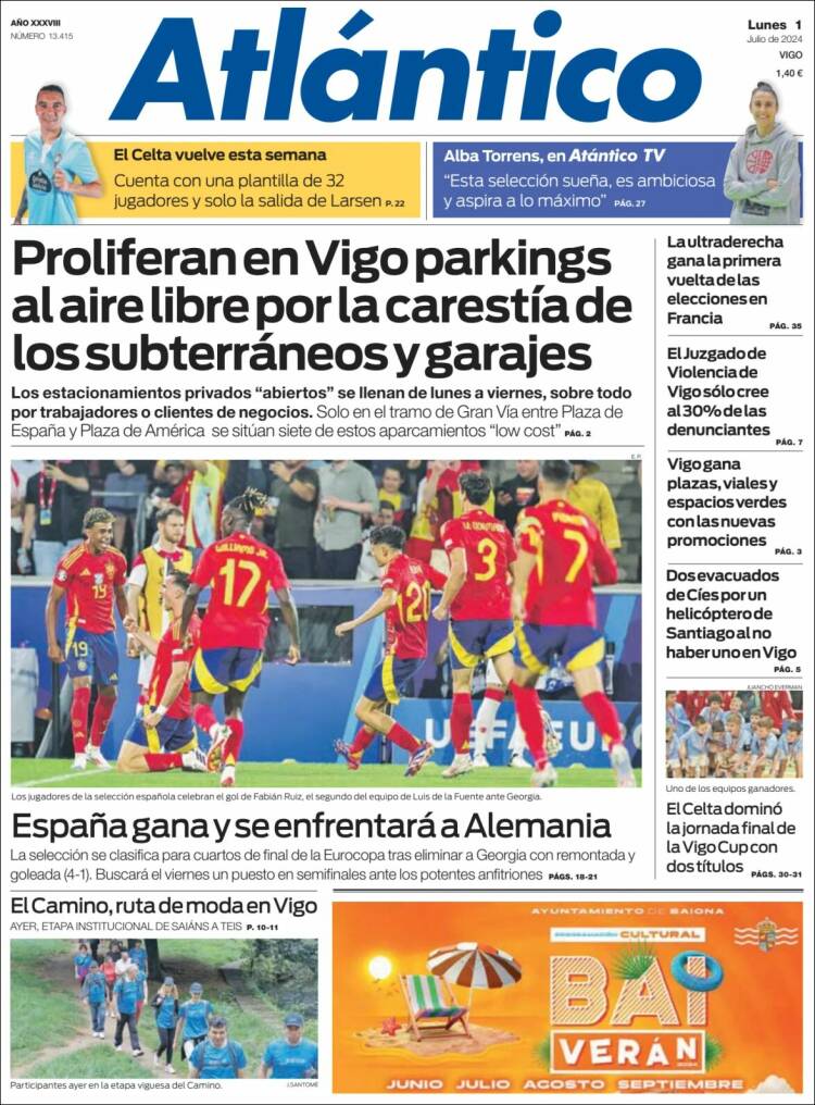 Portada de Atlántico Diario (Espagne)