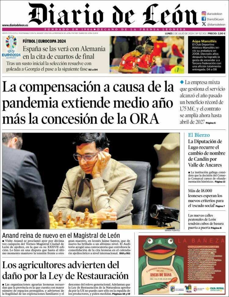 Portada de Diario de León (España)