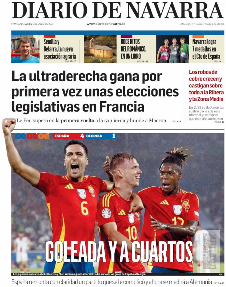 Portada de Diario de Navarra (España)