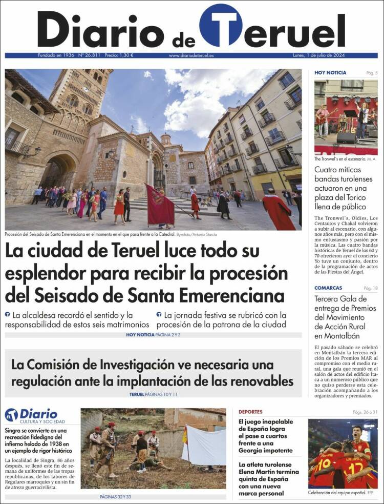 Portada de Diario de Teruel (Espagne)