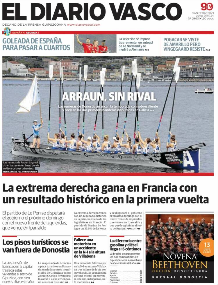 Portada de Diario Vasco (Espagne)