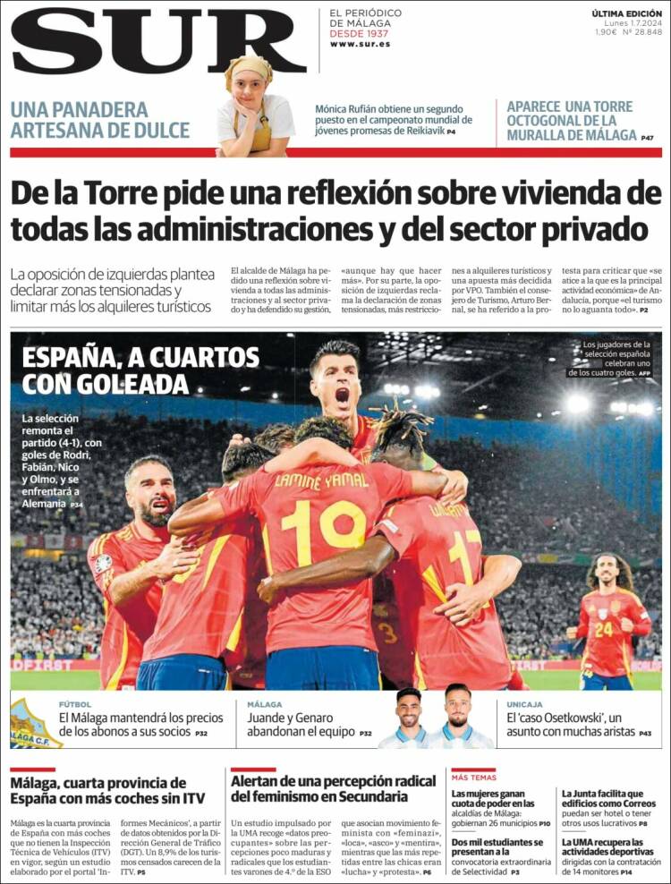 Portada de Diario el Sur (España)