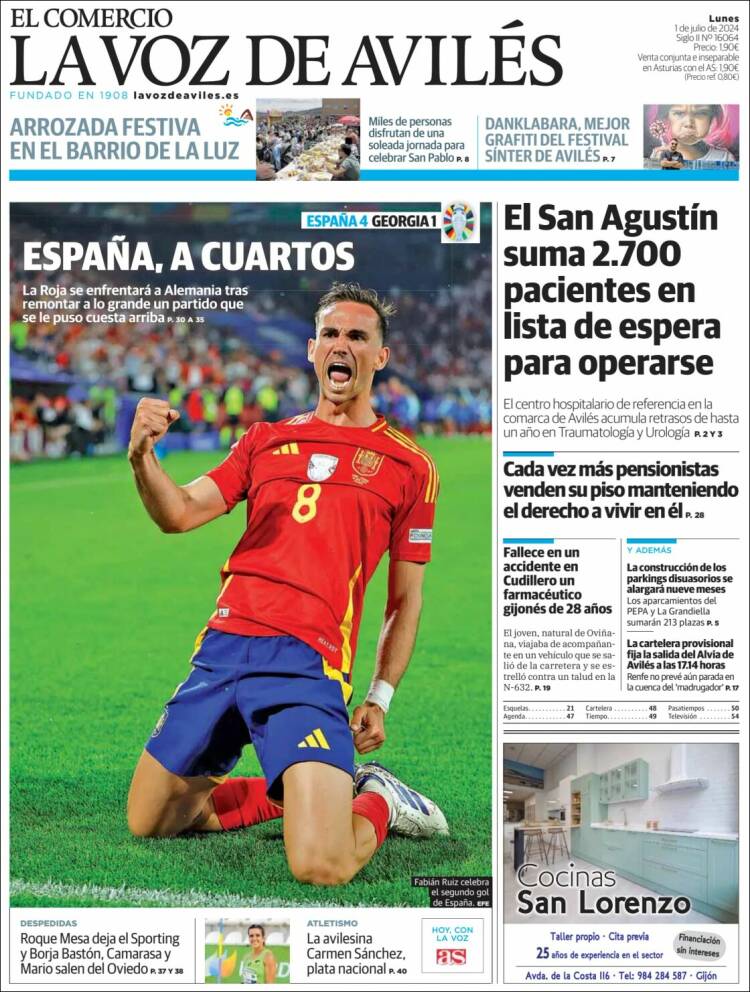 Portada de El Comercio - Avilés (España)