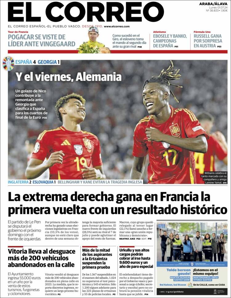 Portada de El Correo - Álava (España)