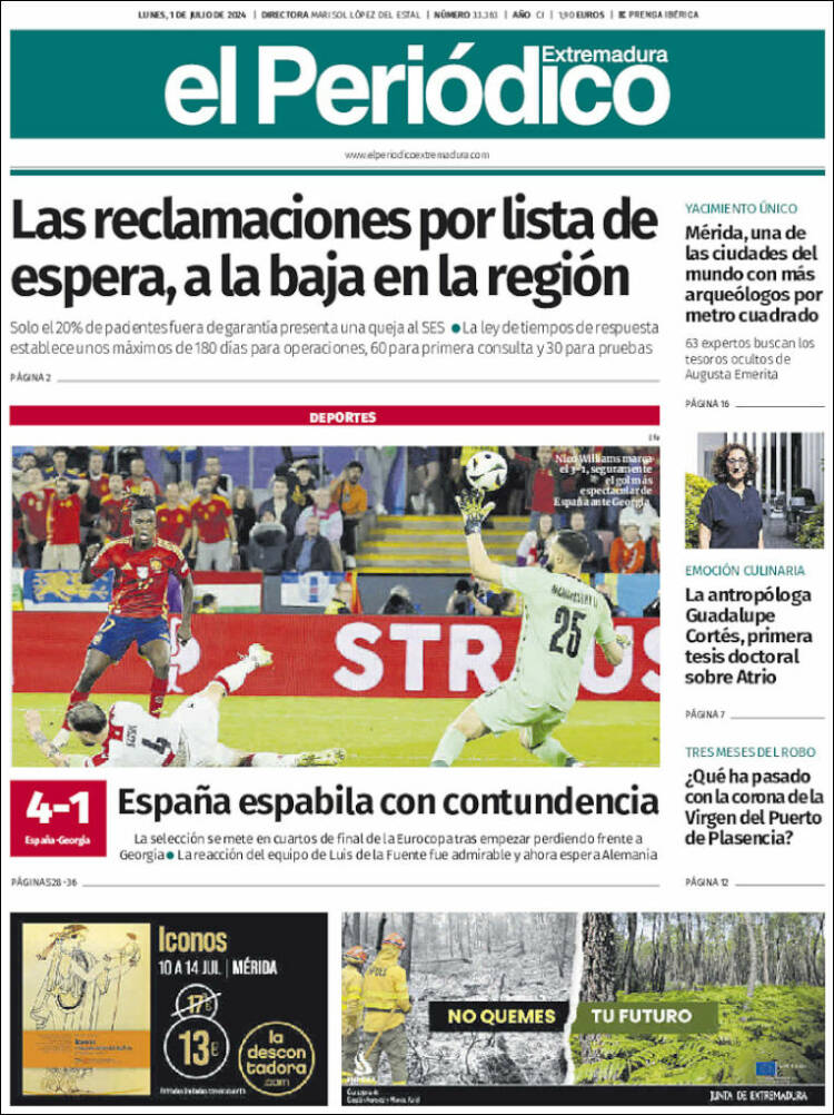 Portada de El Periódico de Extremadura (Espagne)