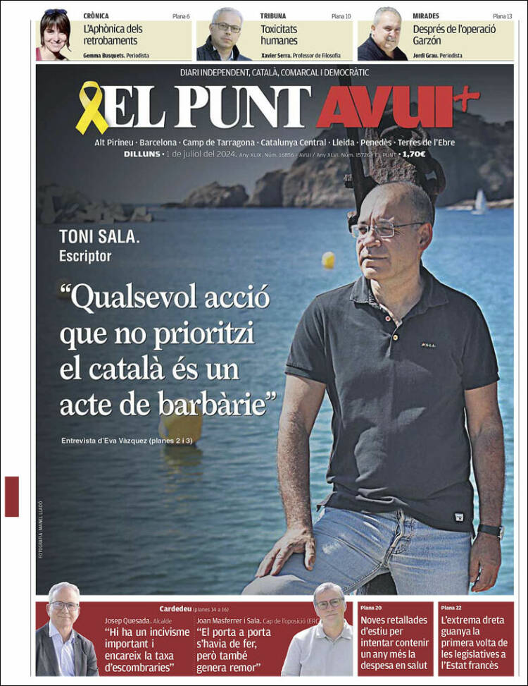 Portada de El Punt Avui (Espagne)