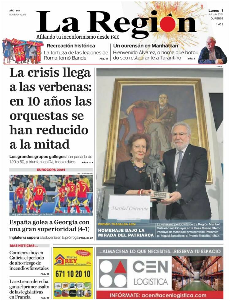 Portada de La Región de Ourense (Espagne)