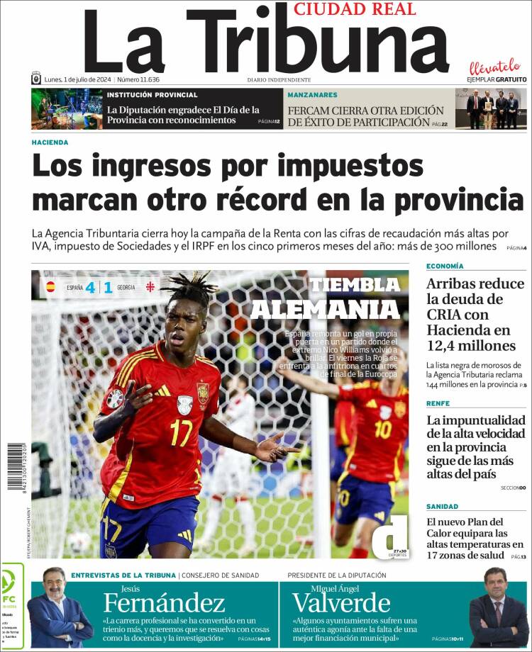 Portada de La Tribuna de Ciudad Real (España)