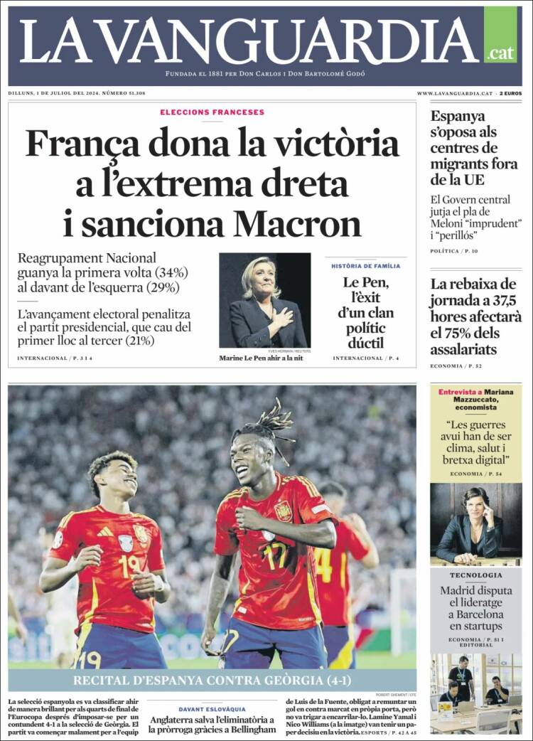 Portada de La Vanguardia (España)