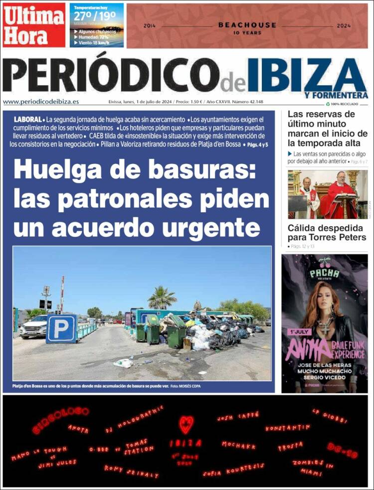 Portada de Periódico de Ibiza (Espagne)