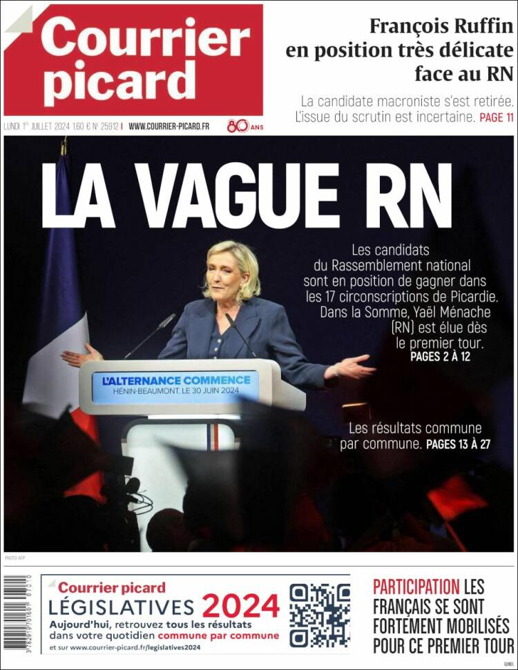 Portada de Courrier Picard (Francia)