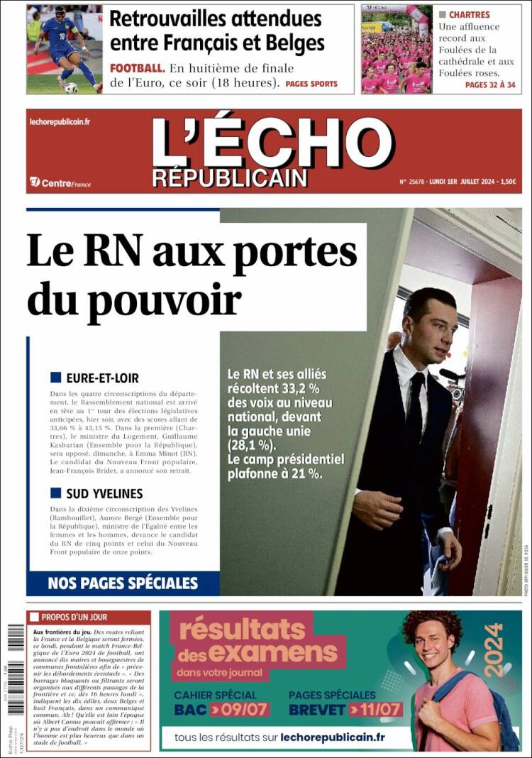 Portada de L'Echo Républicain (Francia)