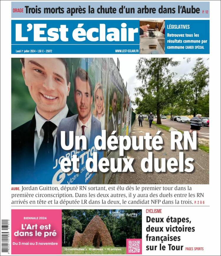 Portada de L'Est Eclair (Francia)