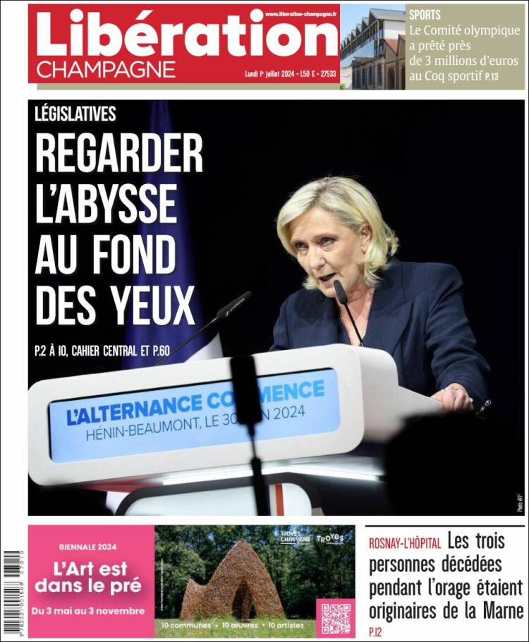 Portada de Libération Champagne (Francia)