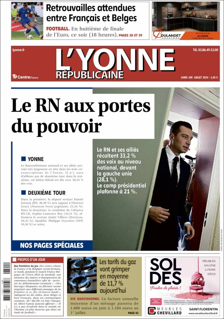 Portada de L'Yonne-Républicaine (Francia)