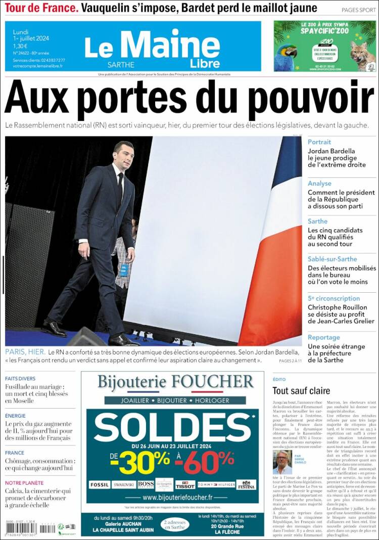 Portada de Le Maine Libre (Francia)