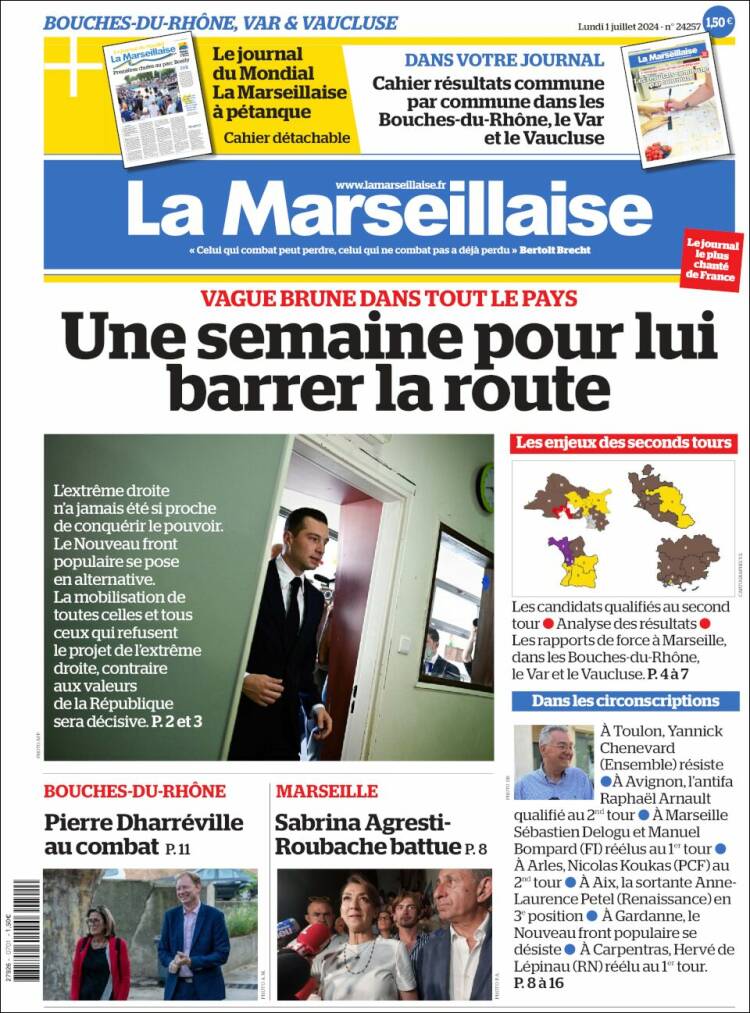 Portada de La Marseillaise (Francia)