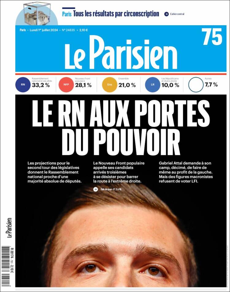Portada de Le Parisien (Francia)