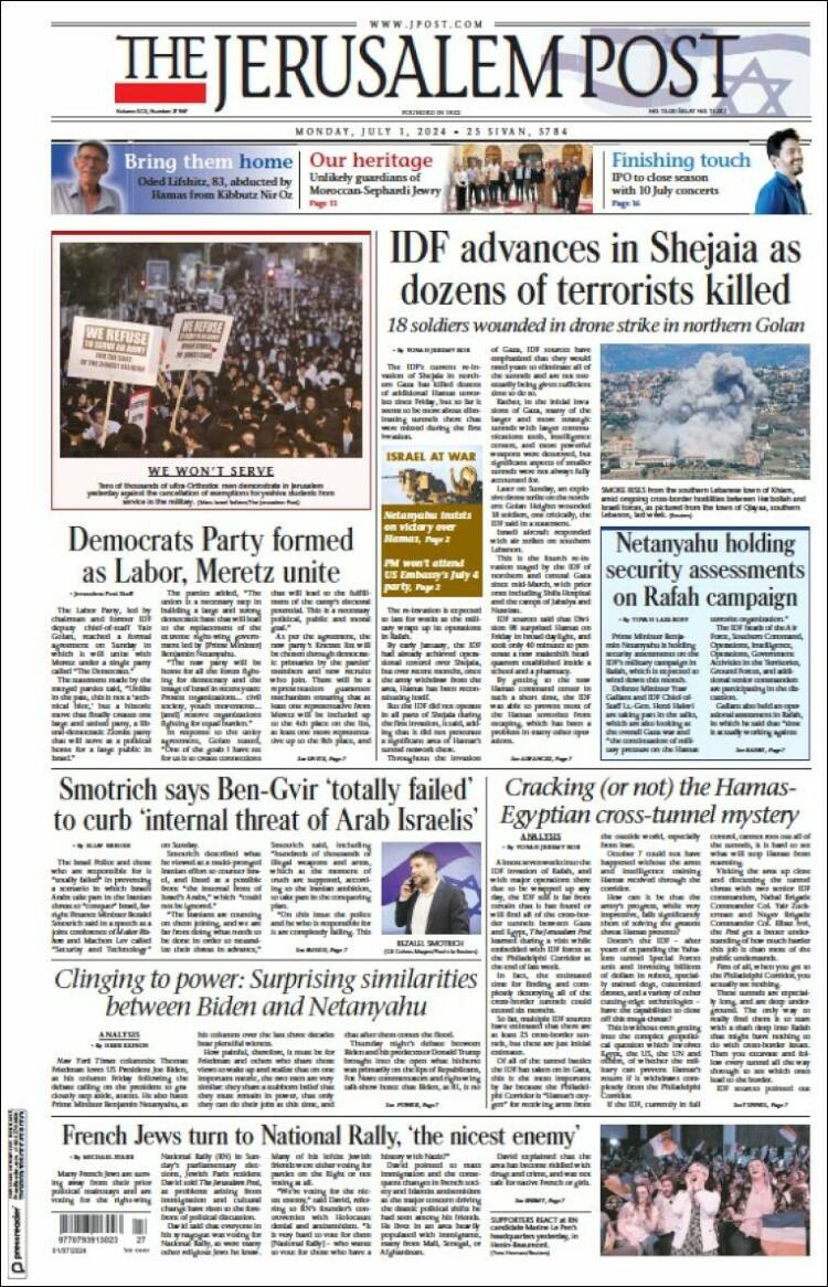 Portada de The Jerusalem Post (Israel)