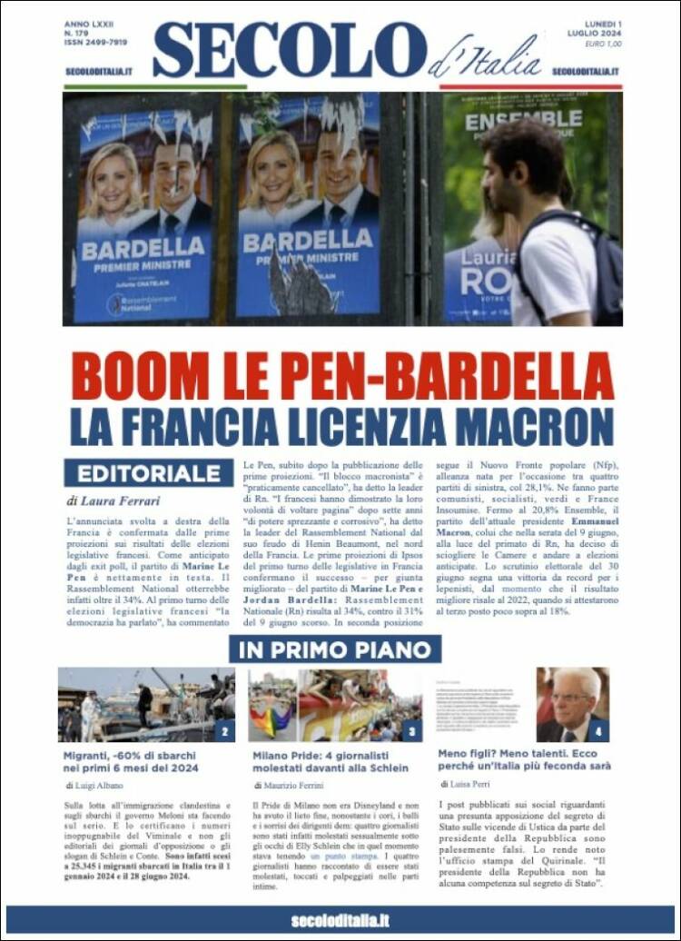 Portada de Secolo d'Italia (Italia)
