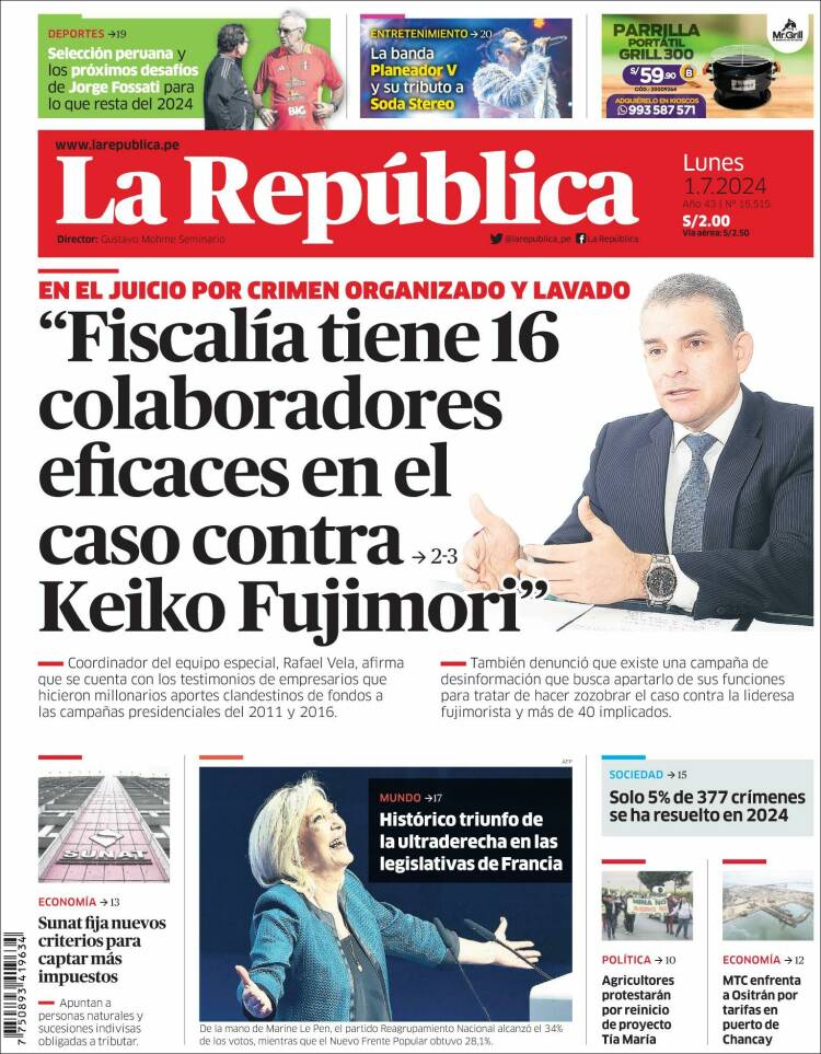 Portada de La Republica (Per&uacute;)