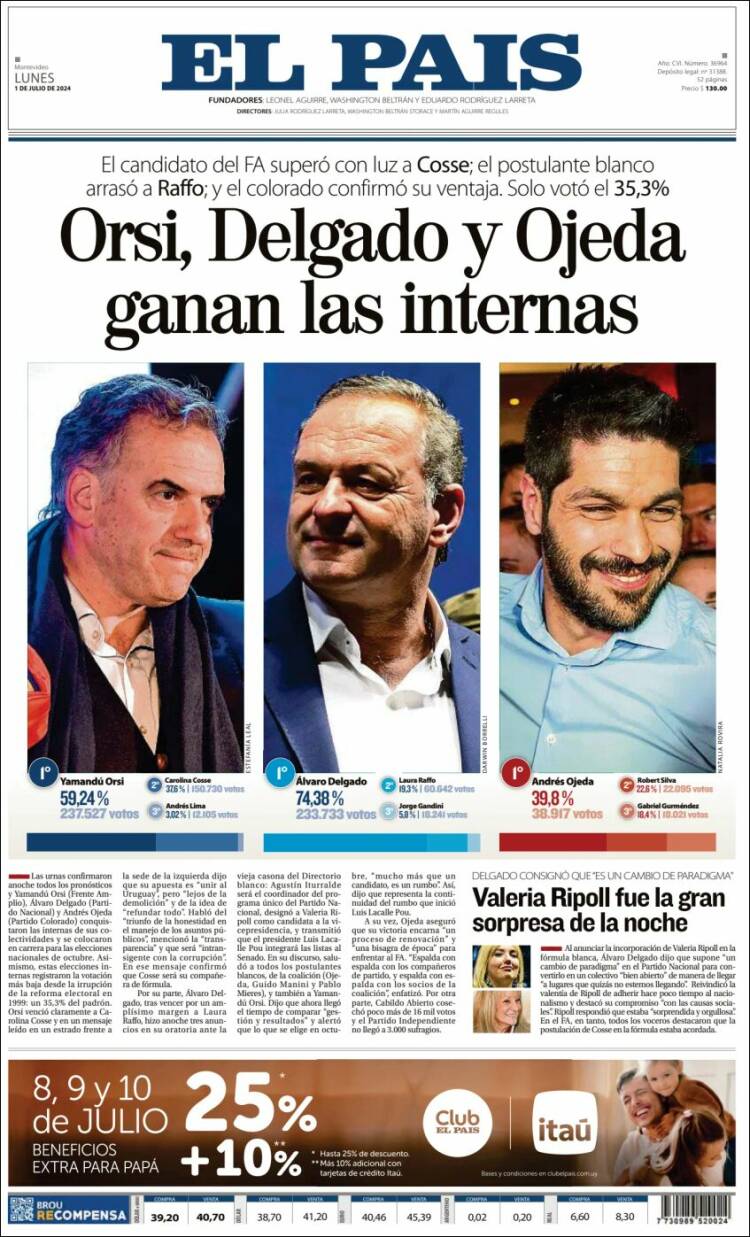 Portada de El País (Uruguay)
