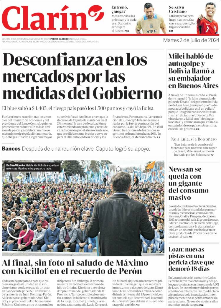 Portada de Clarín (Argentina)