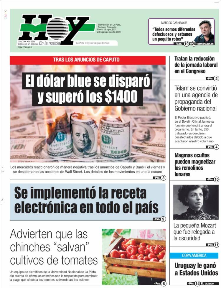 Portada de Diario Hoy (Argentina)