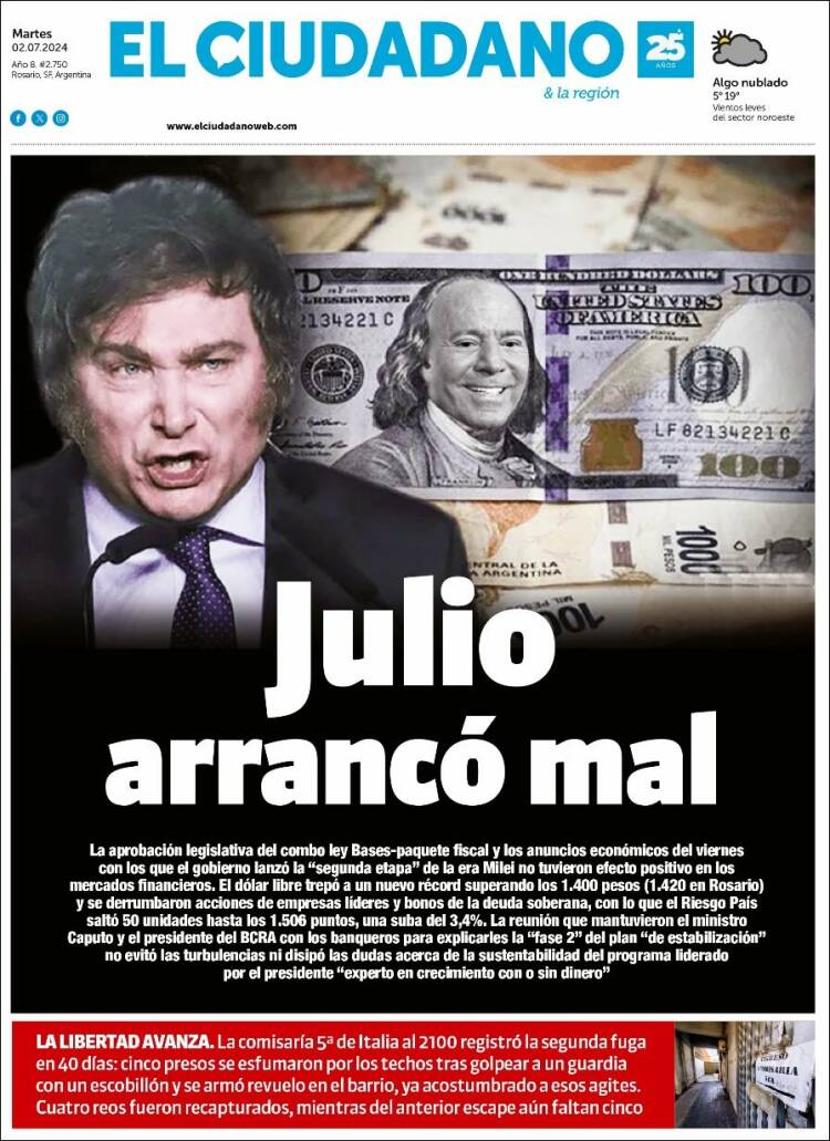 Portada de Diario El Ciudadano (Argentina)