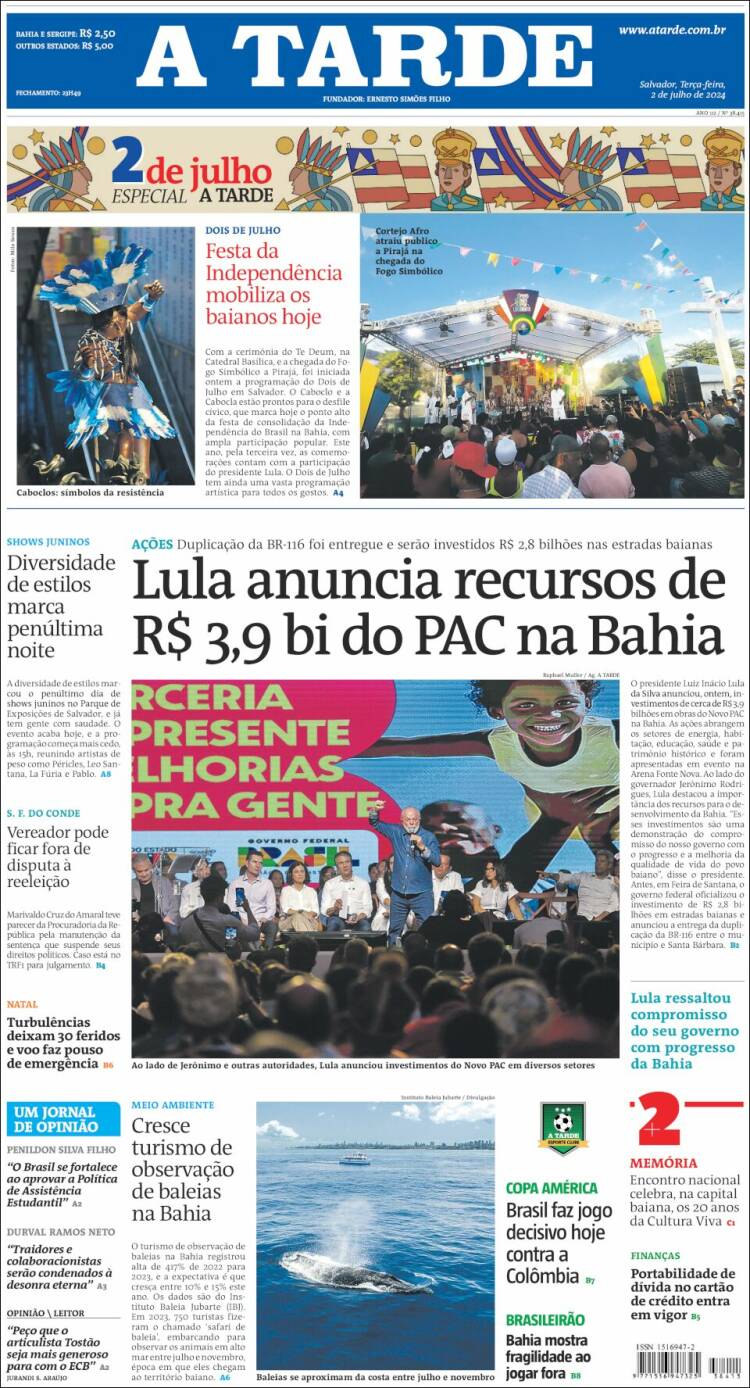 Portada de Diário A Tarde (Brasil)