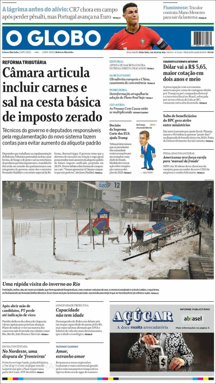 Portada de O Globo (Brasil)